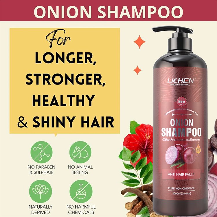 private label 1000ml anti hair loss hair growth red onion shampoo and conditioner
