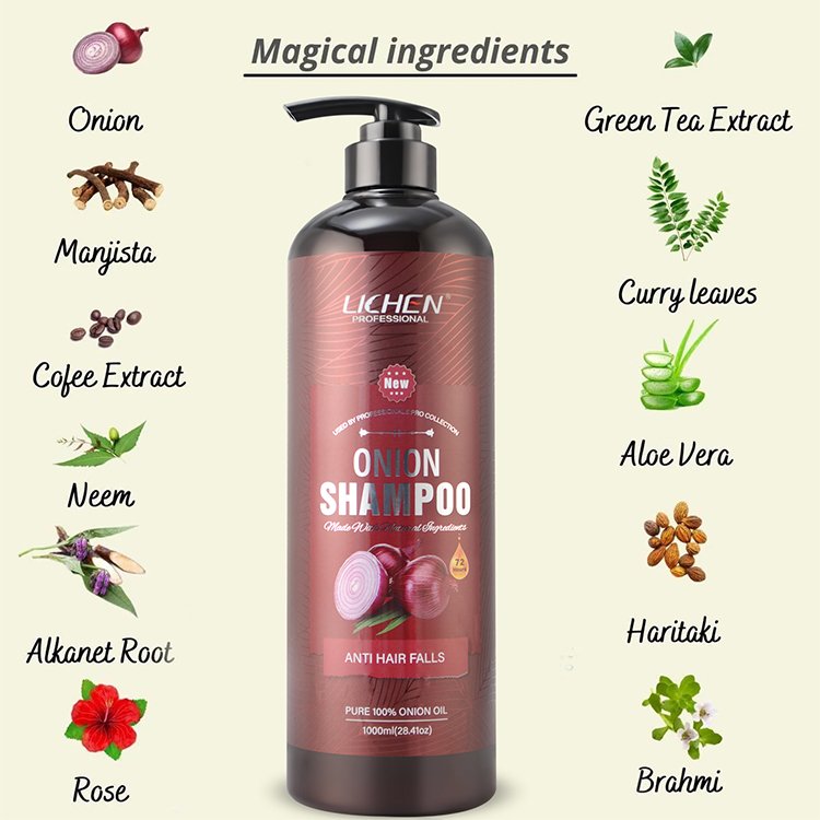private label 1000ml anti hair loss hair growth red onion shampoo and conditioner