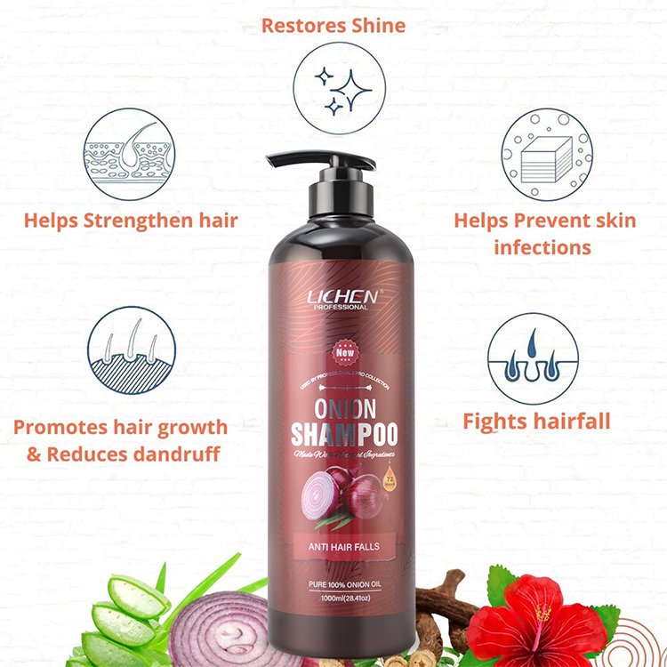 private label 1000ml anti hair loss hair growth red onion shampoo and conditioner