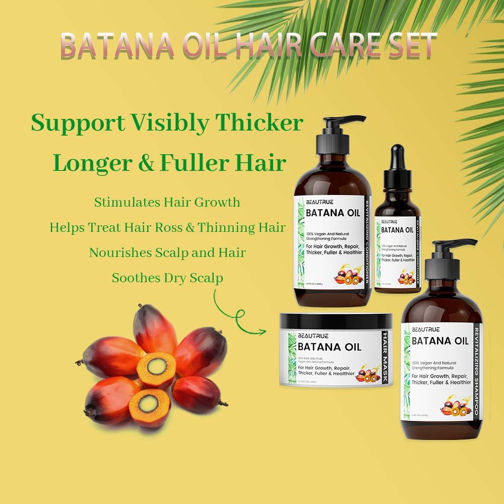Wholesale Custom LOGO OEM 100% Organic Raw Batana Oil Shampoo And Conditioner Hair Mask Wholesale For Hair Growth Set