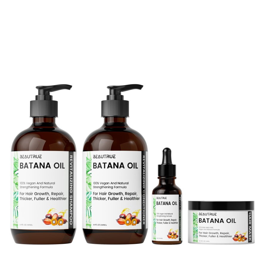 Wholesale Custom LOGO OEM 100% Organic Raw Batana Oil Shampoo And Conditioner Hair Mask Wholesale For Hair Growth Set