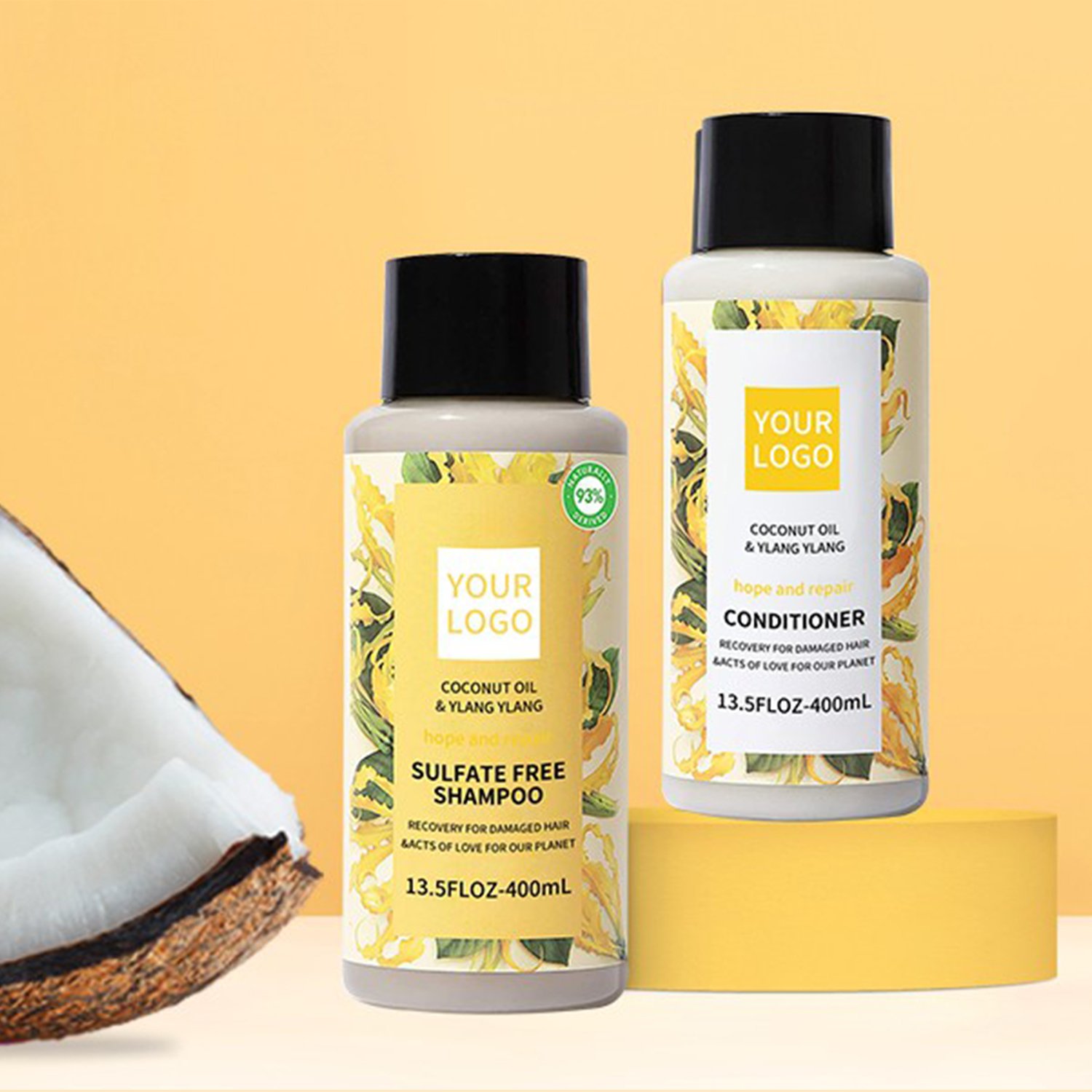 Private Label OEM vegan natural organic coconut oil Nourishing Smoothing Hair treatment Shampoo and Conditioner