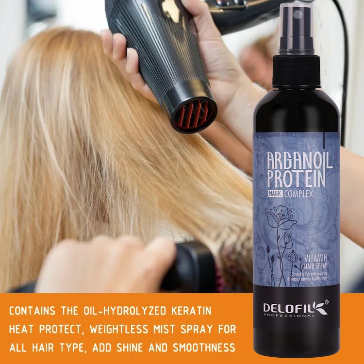 Delofil Hot Sale 260ml 10 in 1 Thermal Protector Conditioning Hair Spray Heat Protectant Shine Nourish Spray For Hair Treatment