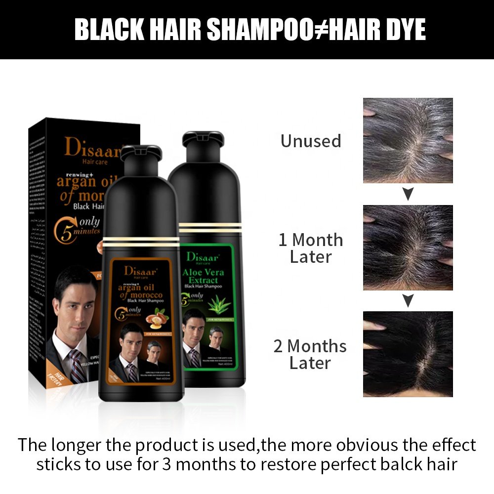 Disaar Hair Care Argan Oil Morocco Black Hair Colour Shampoo Wholesale For Men And Women Fast Hair Dye Products
