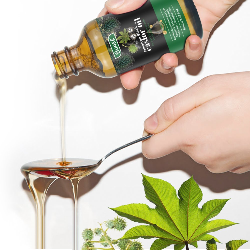 60ml 100% Pure Organic HAIR Regrowth tonic Booster cold pressed black castor seed hair growth oil for repair treatment