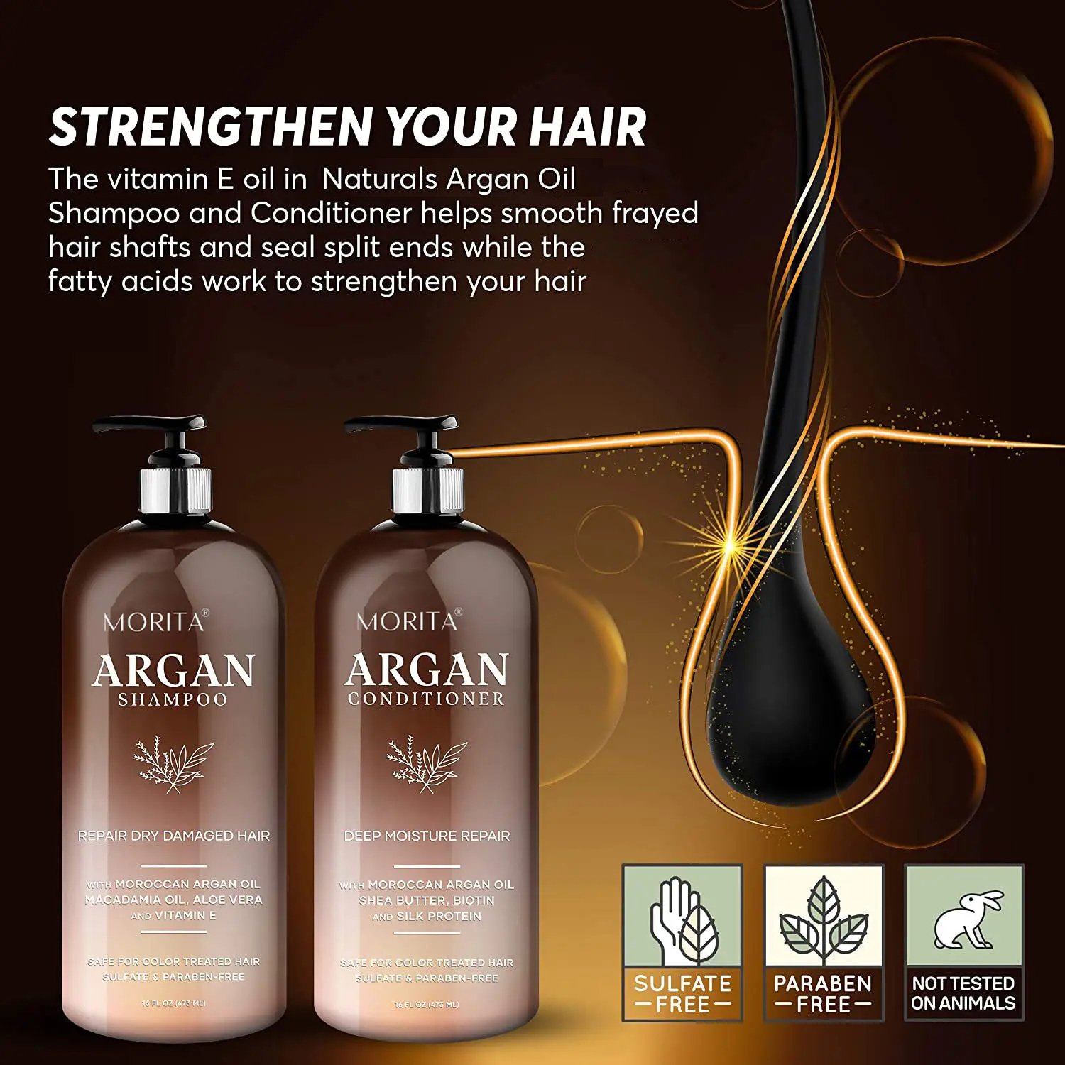 Morita Factory Price Aloe Vera Vitamin E Anti Hair Loss Hair Growth Natural Avocado Coconut Argan Oil shampoo and conditioner