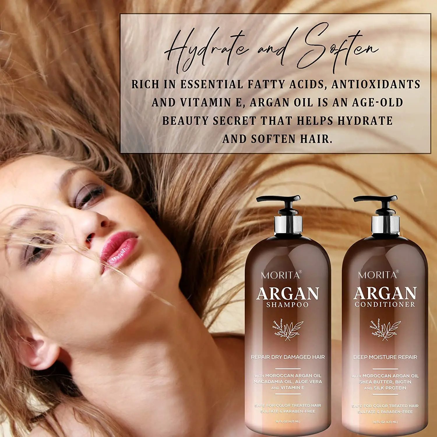 Morita Factory Price Aloe Vera Vitamin E Anti Hair Loss Hair Growth Natural Avocado Coconut Argan Oil shampoo and conditioner