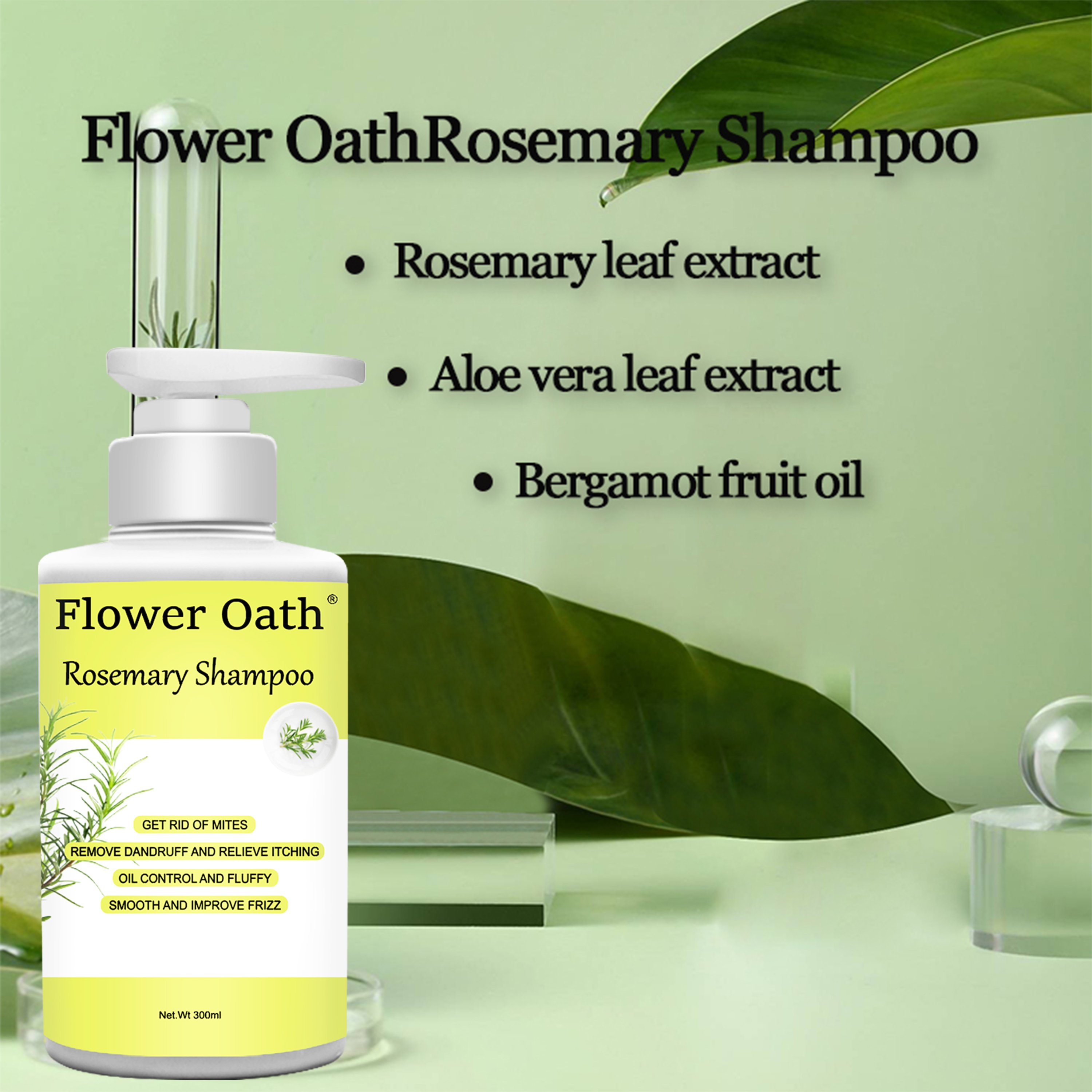 Flower Oath Wholesale private label peppermint rosemary hair growth biotin shampoo ginger anti hair loss shampoo liquid