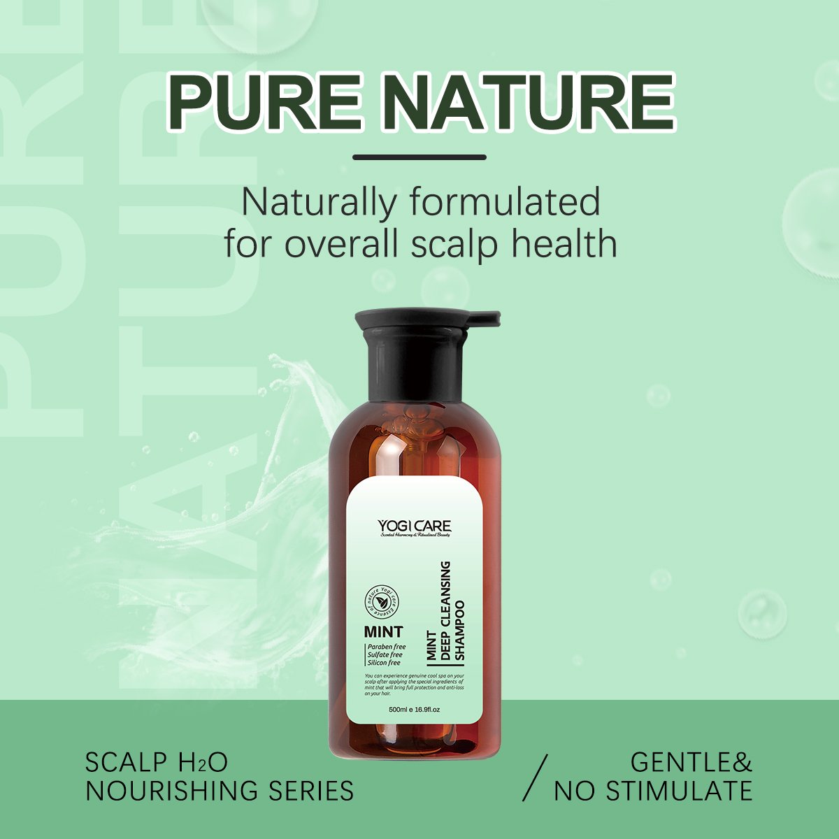 Private label 500ml anti dandruff moisturizing shampoo sulfate free mint hair shampoo