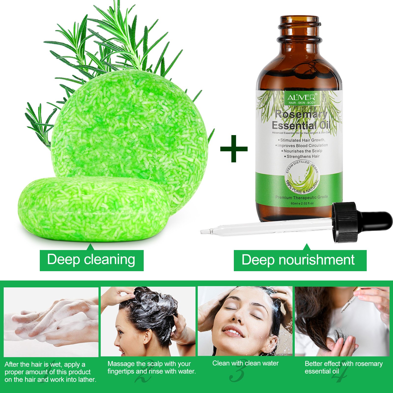 Wholesale Hair Growth Shampoo Bar Soap 100% Natural Organic Nourish Scalp Hair Loss Prevent Rosemary Shampoo Bar