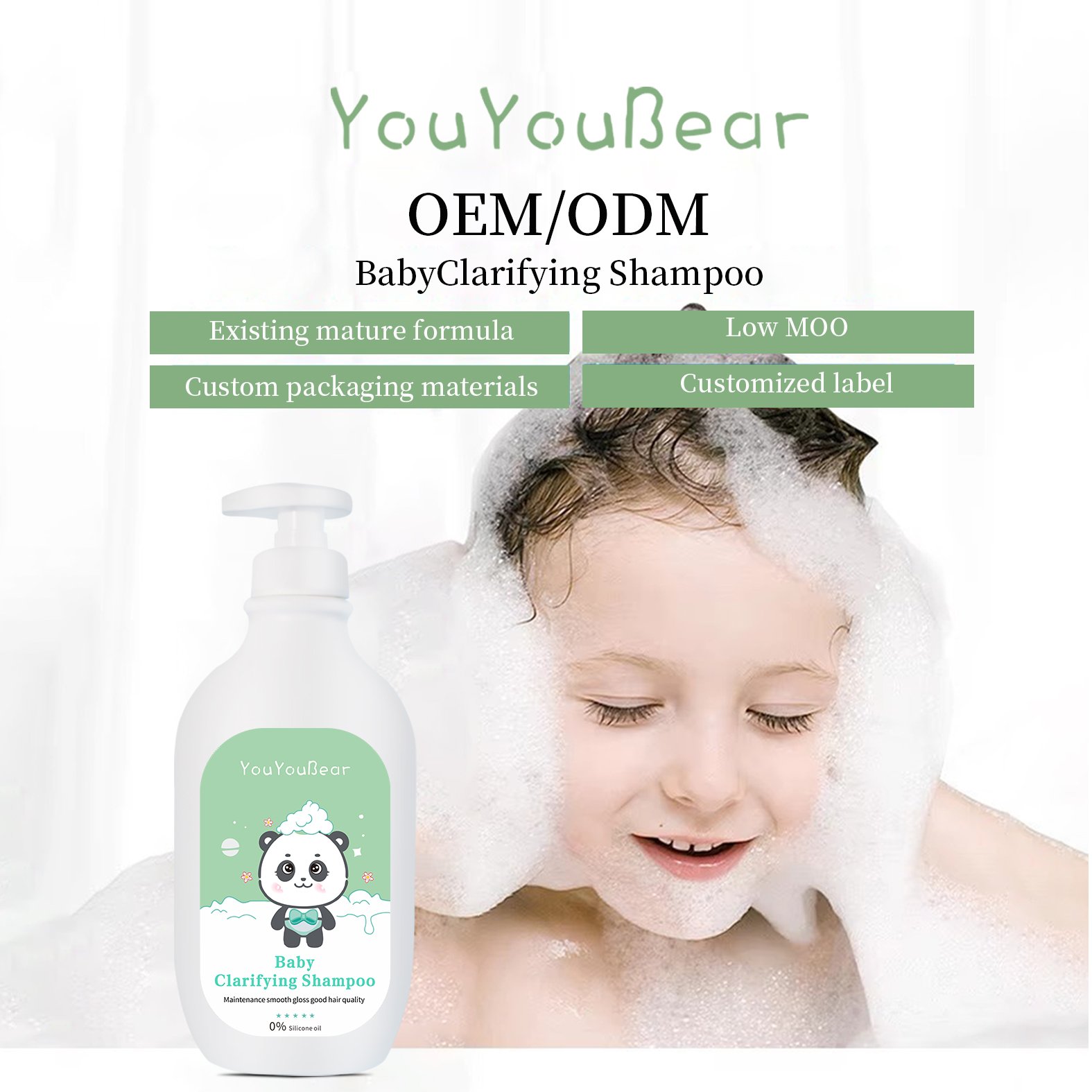 Private Label Newborn Natural baby Shampoo Tear Free Fragrance Gentle Hair Care Product baby soap and shampoo