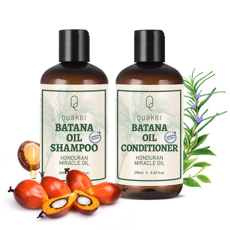 Qquaker Private Label Wholesale Organic Batana Oil Promotes Hair Growth Repair Damaged Hair Shampoo And Conditioner Set