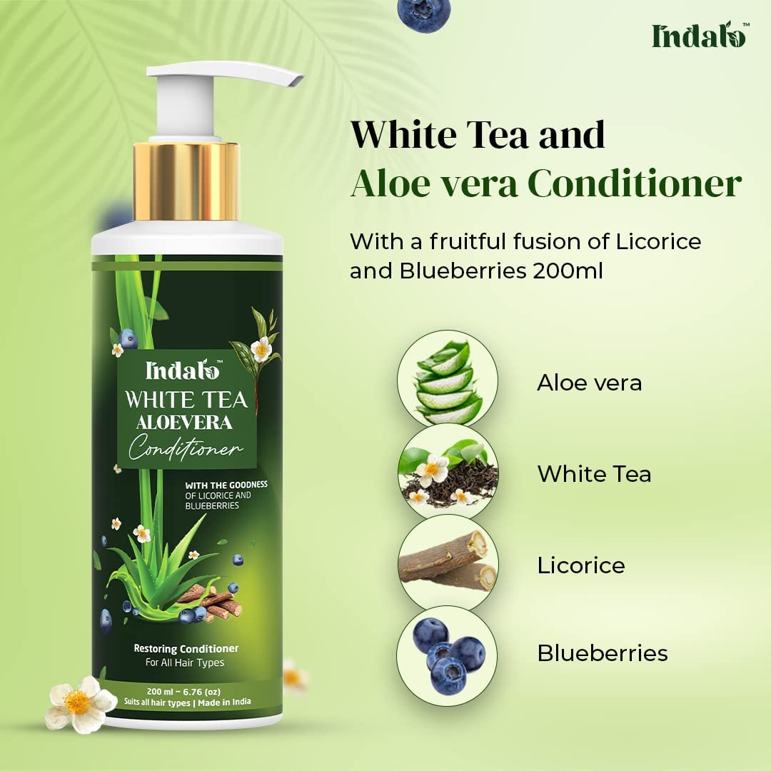 Private Label vegan Aloe Vera white tea shampoo for hair fall control sulfate free shampoo and conditioner set 200 ml bottle
