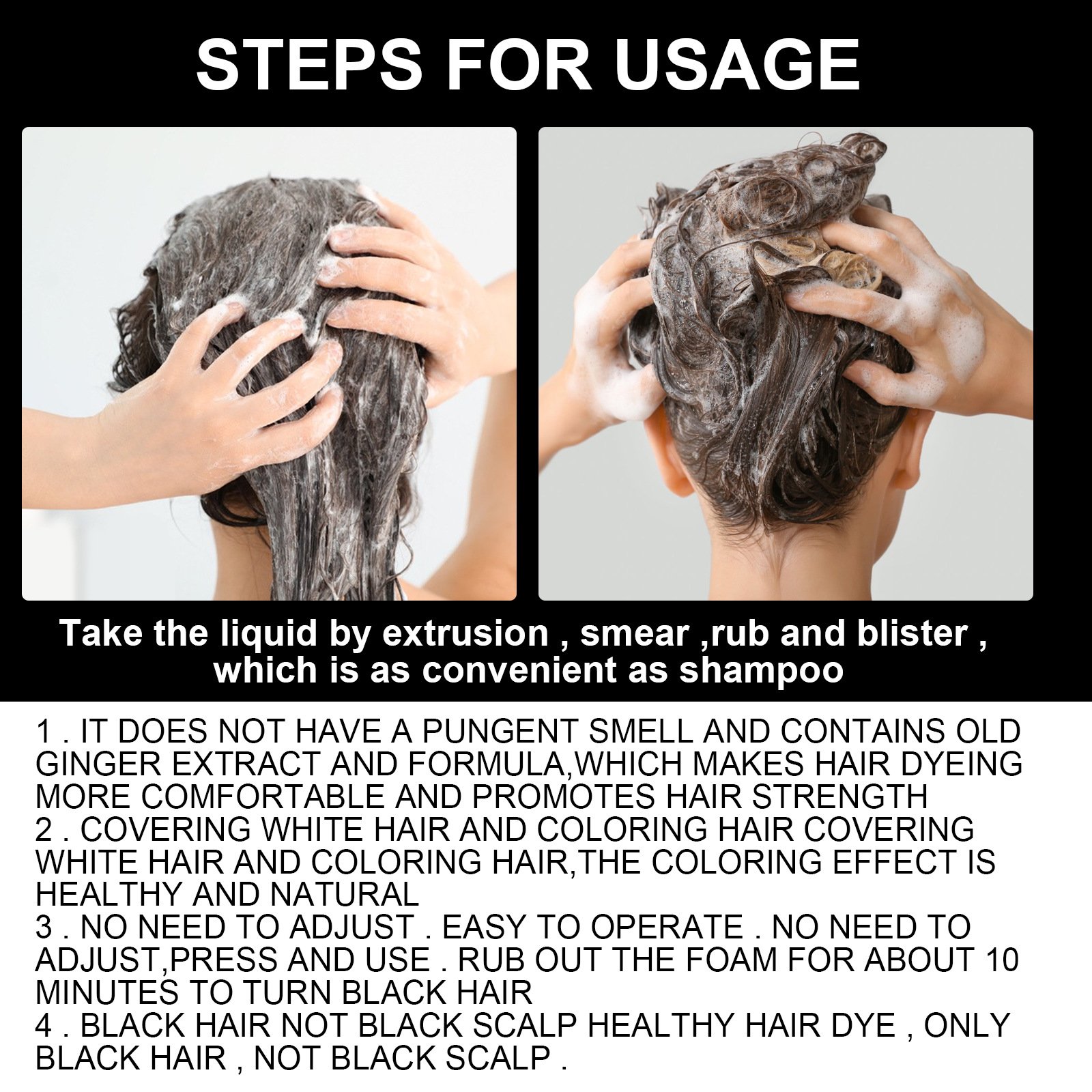 Hot Sale Polygonum Multiflorum Shampoo White To Black Dandruff Removing Itching Relieving Hair Root Cleaning Nutritious Shampoo