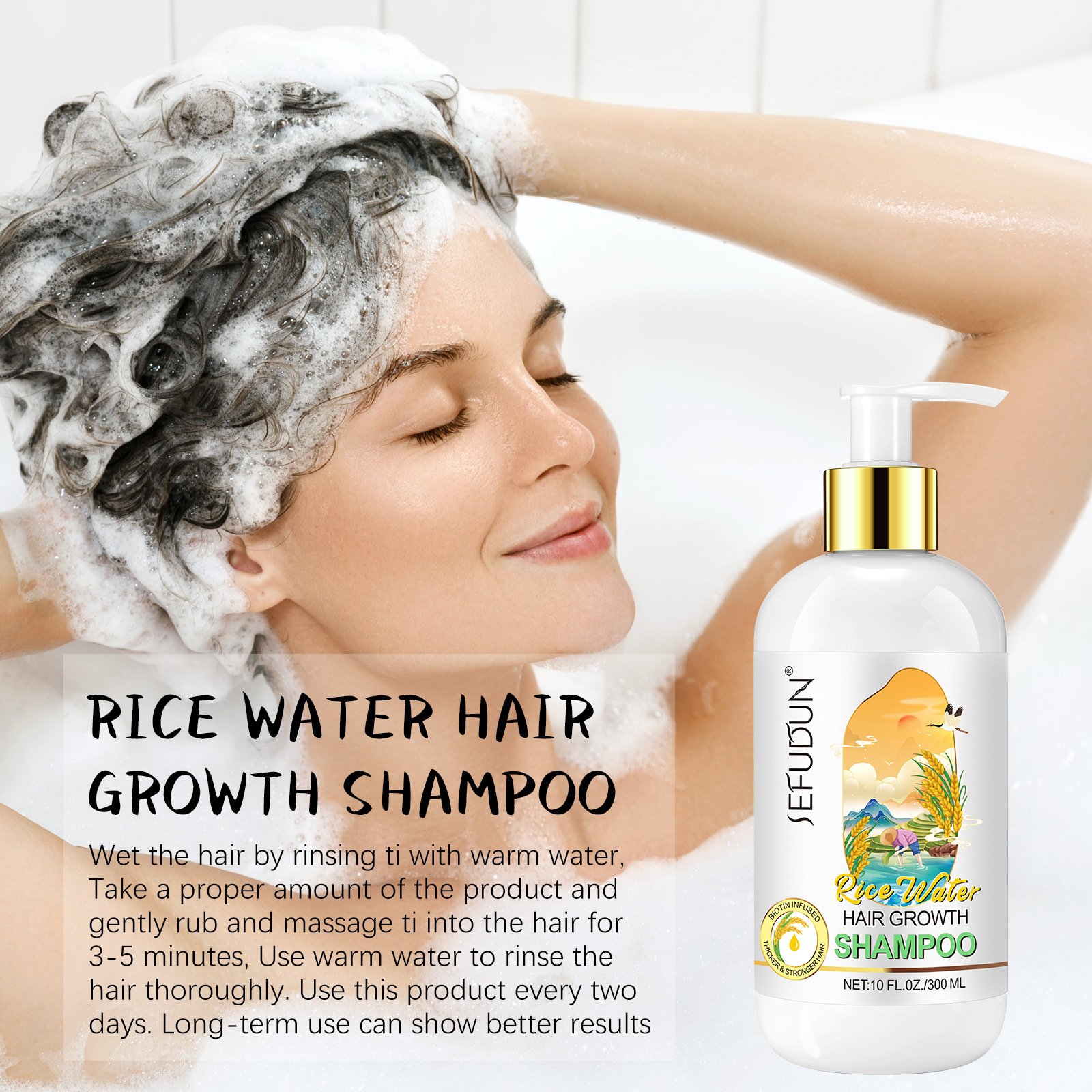 Private Label Eco Friendly Hydrolyzed Wash Rice Protein Hair Water Shampoo