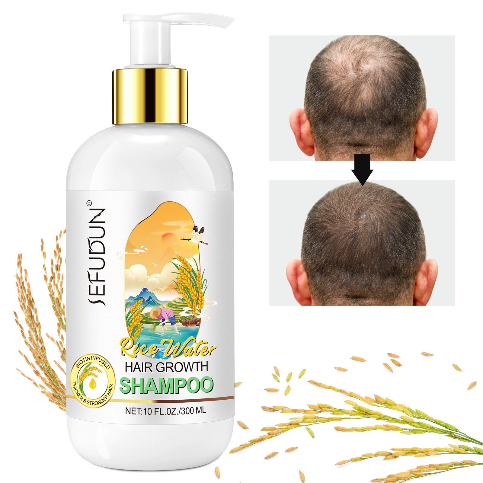 Private Label Eco Friendly Hydrolyzed Wash Rice Protein Hair Water Shampoo