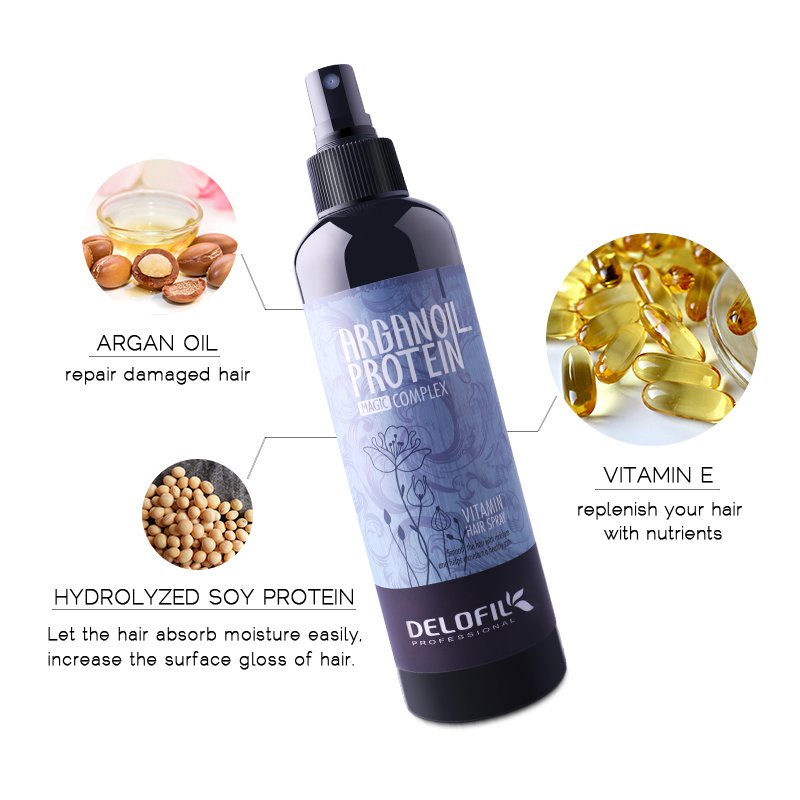 OEM ODM DELOFIL Professional Moisture Smooth Repair Anti-hair Loss Leave In Conditioner Hair Spray Vitamin Hair Treatment Spray