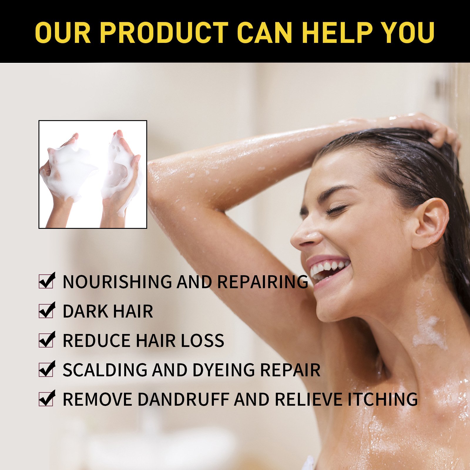 Eelhoe Polygonum Multiflorum Essence Moisturizing Hair Cleaning Repairing Black Softening Shampoo Darking Shampoo