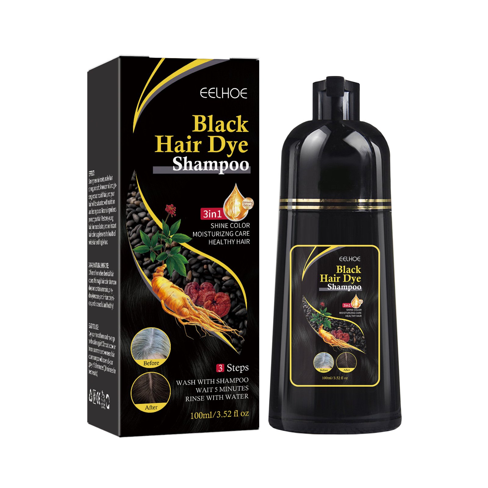 Eelhoe Polygonum Multiflorum Essence Moisturizing Hair Cleaning Repairing Black Softening Shampoo Darking Shampoo