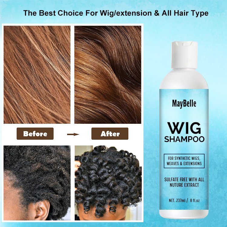 Professional 237ml 6.8oz Customized Label Synthetic Wig Shampoo And Conditioner Gentle On Scalp Wig Shampoo For Human Hair Wigs