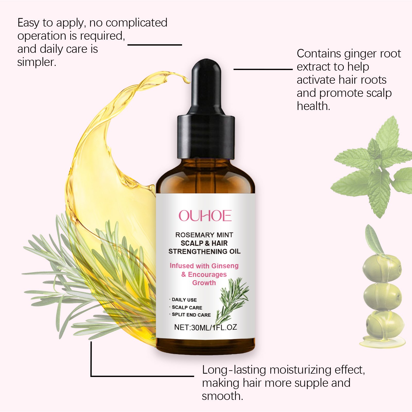 OEM/ODM Hair Care Essential Oil Smooth Serum for Dry and Tangled Hair Nourishes Curly and Damaged Hair
