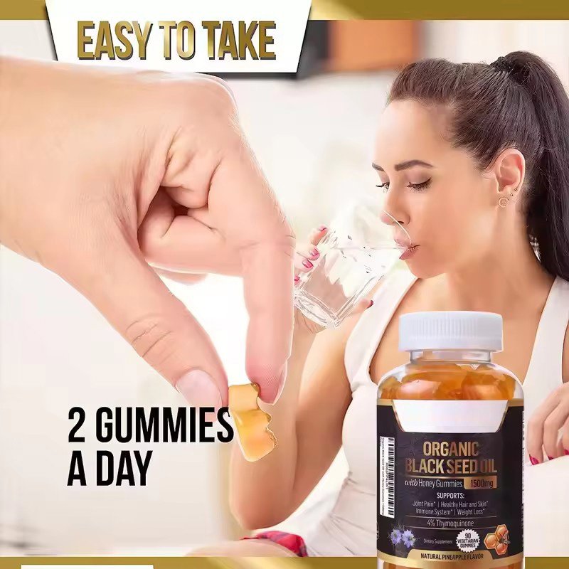 Private Label Best Sell Immune Support Joints Digestion Skin Glow Hair Nails Skin Black Seed Oil Gummies