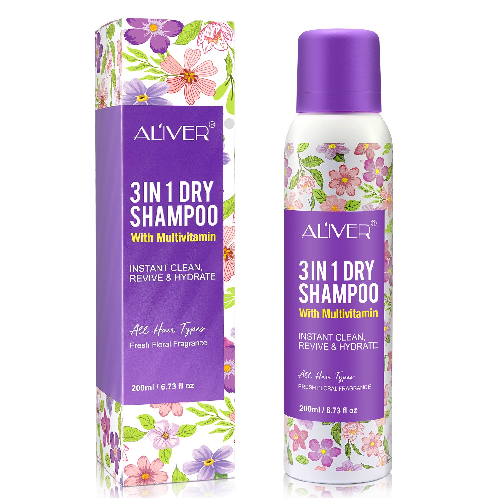 ALIVER rice starch 3 in 1 multi vitamin instant clean revive hydrate natural organic dry shampoo spray argan oil for women