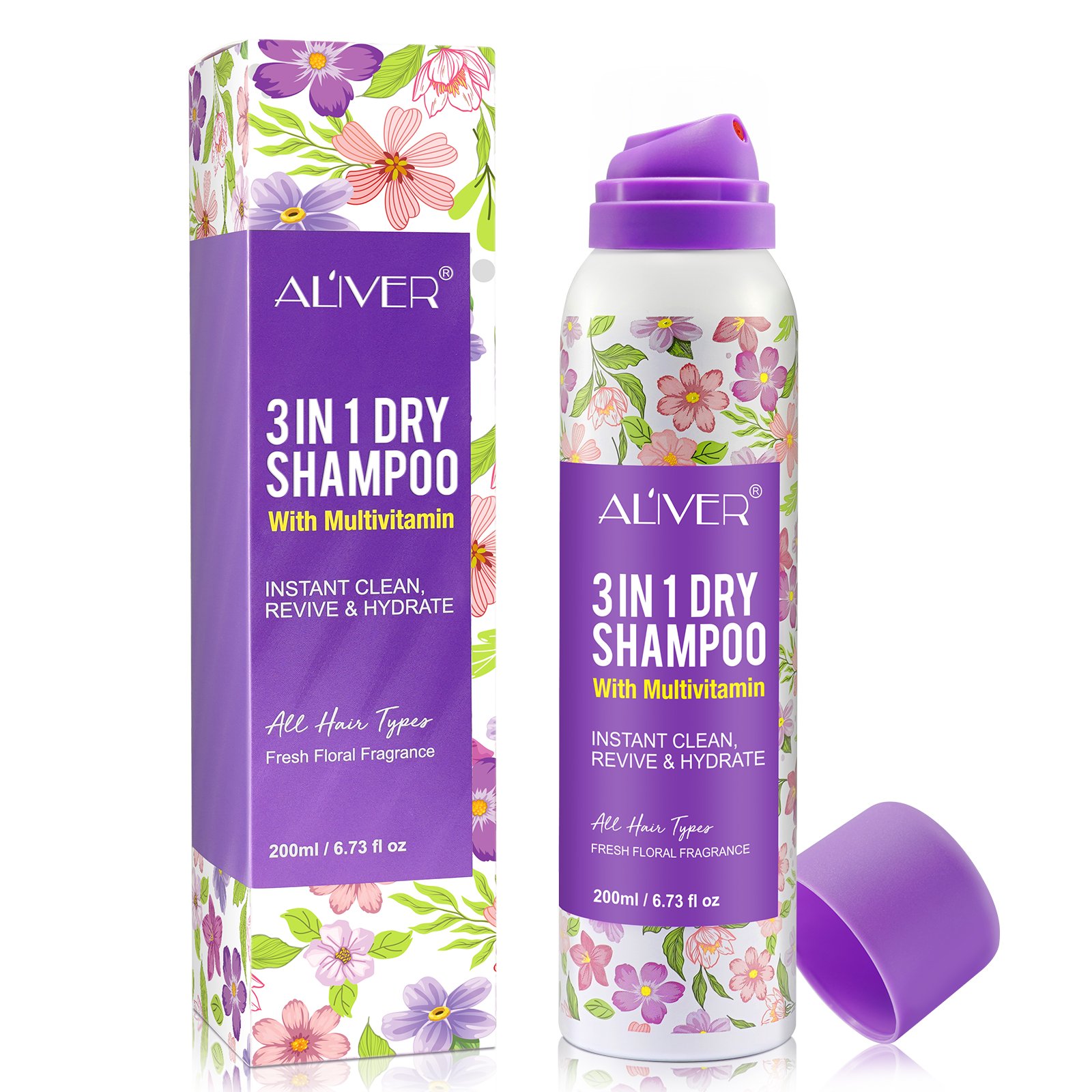 ALIVER rice starch 3 in 1 multi vitamin instant clean revive hydrate natural organic dry shampoo spray argan oil for women