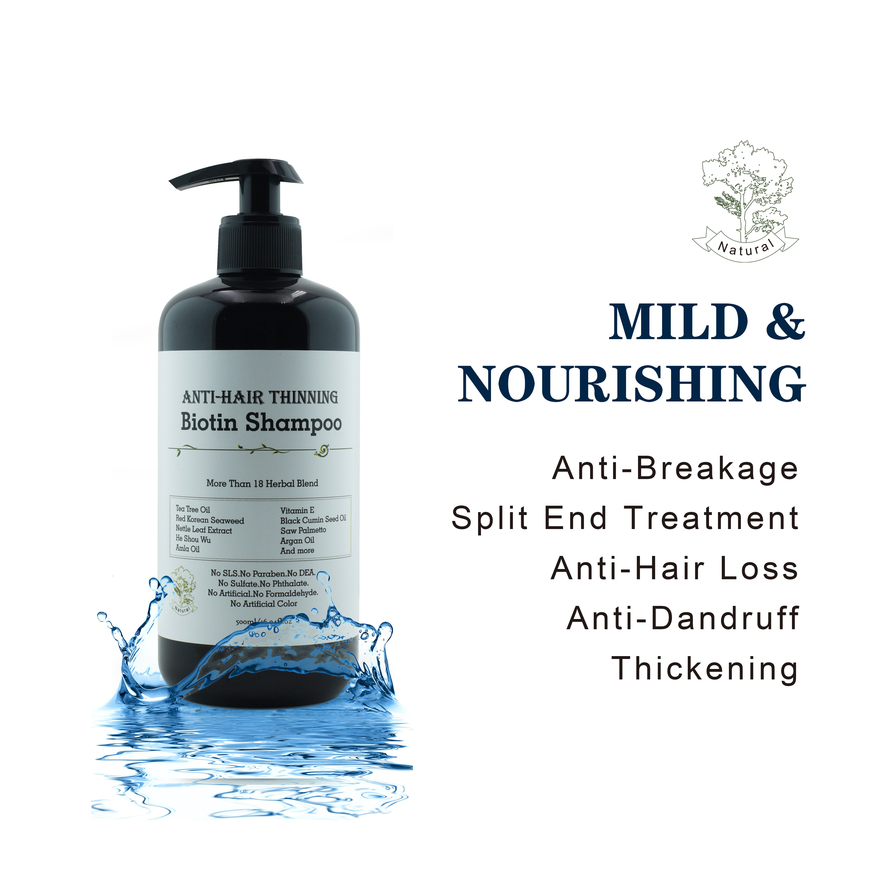 Wholesale natural hair grow shampoo hair loss organic ginger mint tea tree oil shampoo hair growth oil shampoo for men and women