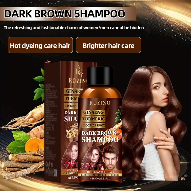 Dark brown shampoo, gentle hair care deep clean shine hair soft moisturizing refreshing oil control