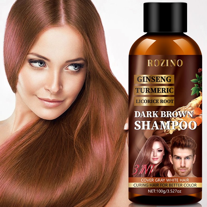 Dark brown shampoo, gentle hair care deep clean shine hair soft moisturizing refreshing oil control