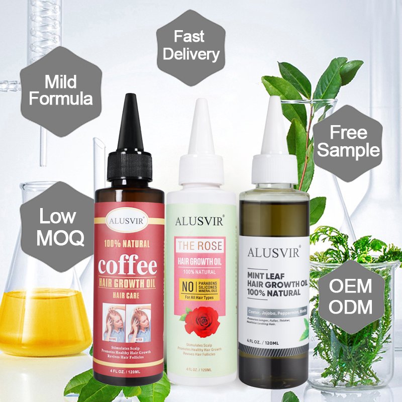 Private Label OEM/ODM 100% Natural Organic Peppermint & Rose Coffee Men And Women Hair Treatment Growth Oil