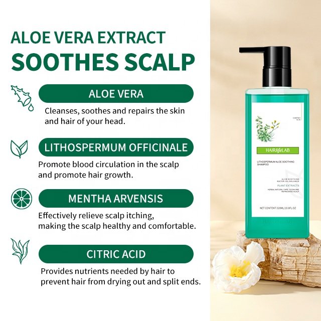 Herbal Shampoo For Sensitive Scalps Aloe Shampoo Supplier Wholesale Private Label Brand Organic Vegan Soothing Shampoo For Hair