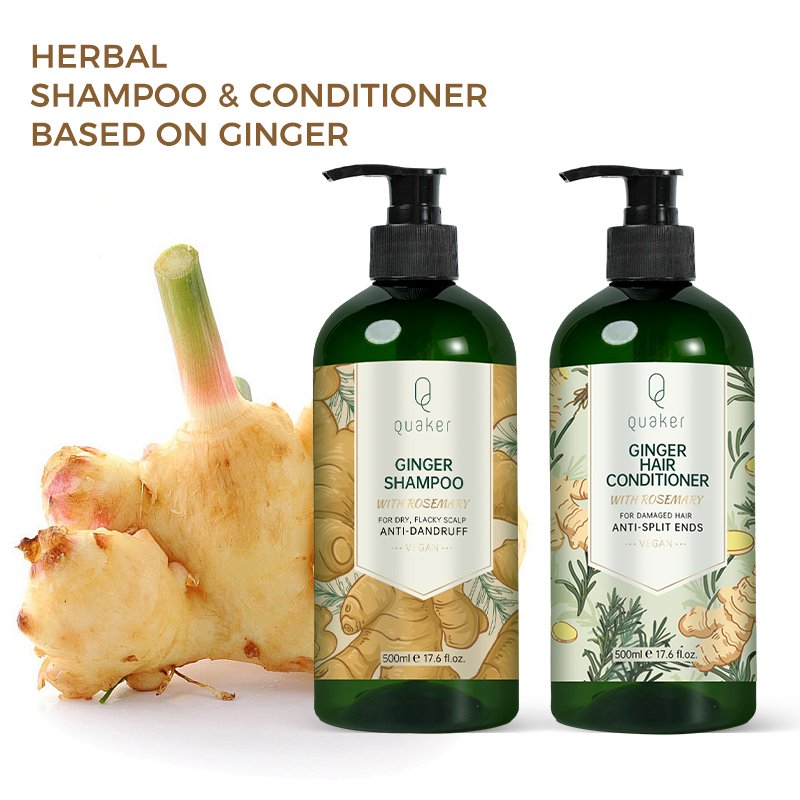 Qquaker Manufacturer Hair Loss Prevention Custom Logo Private Label Hair Care Set Shampoo And Conditioner With Ginger