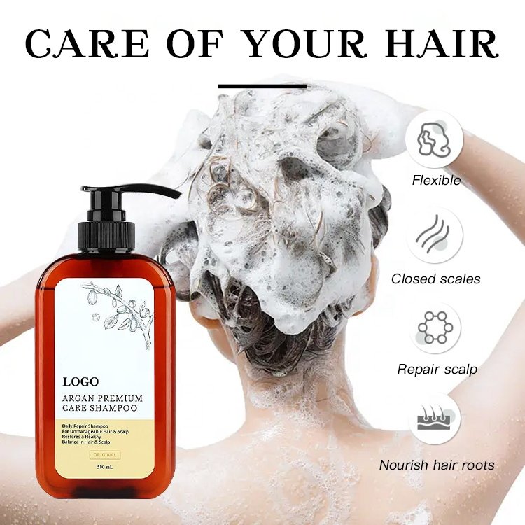 Wholesale Private Label Anti-dandruff Herbal Free Sample Natural Argan Oil Shampoo Premium Care Hair Shampoo