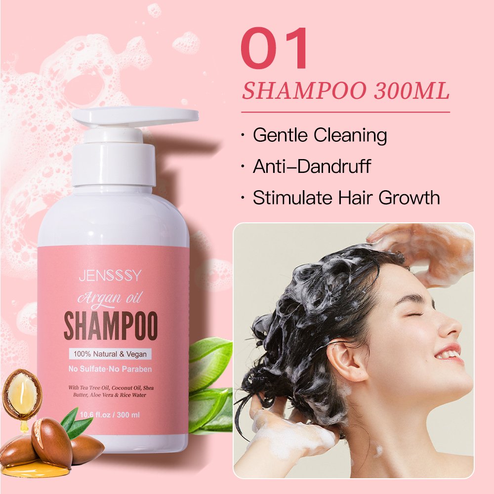 Private label organic natural moisturizing anti dandruff sulfate free Argan Oil aloe rosemary mask shampoo and conditioner set