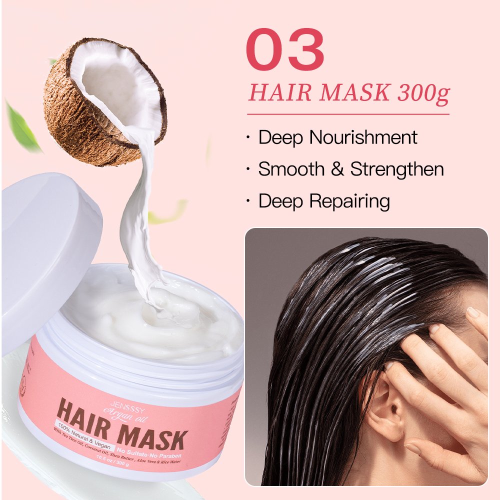 Private label organic natural moisturizing anti dandruff sulfate free Argan Oil aloe rosemary mask shampoo and conditioner set