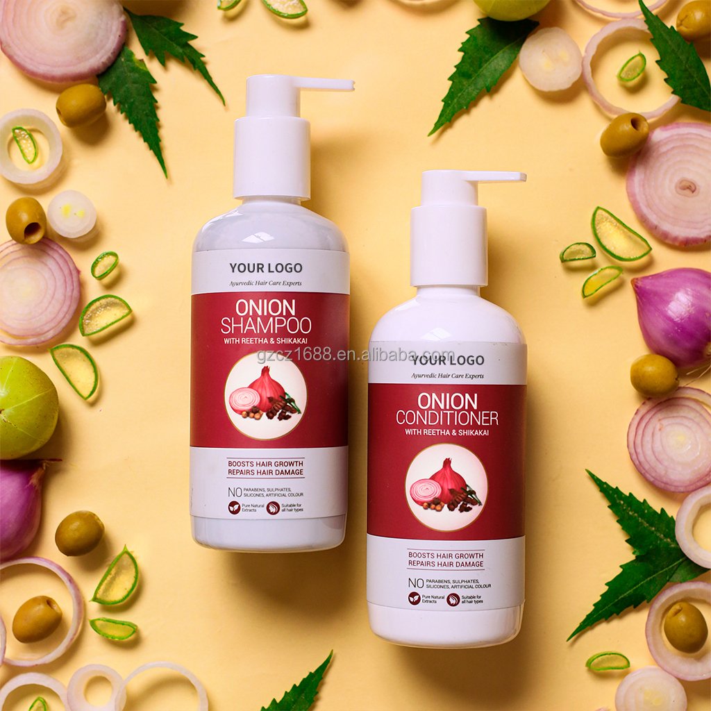 Private Label Organic Nourishing Hair Care Oil Scalp Treatment Shampoo and Conditioner Onion Hair Growth kit