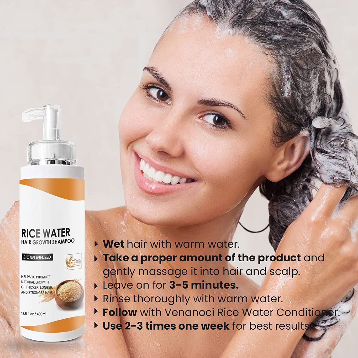 New hot selling hair shampoo and conditioner black hair regrowth loss shampoo anti-hair loss rice water shampoo