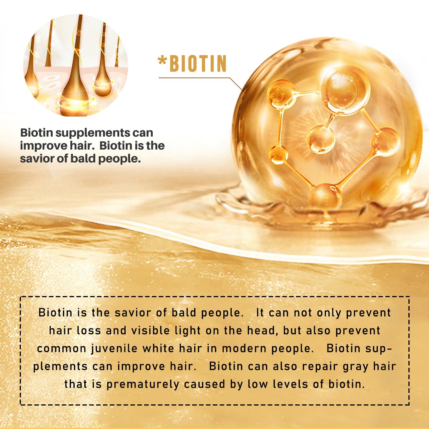 OEM Biotin Hair Growth Serum Hair Tonic Care Serum Grow Healthy Strong Hair Suitable for Men and Women