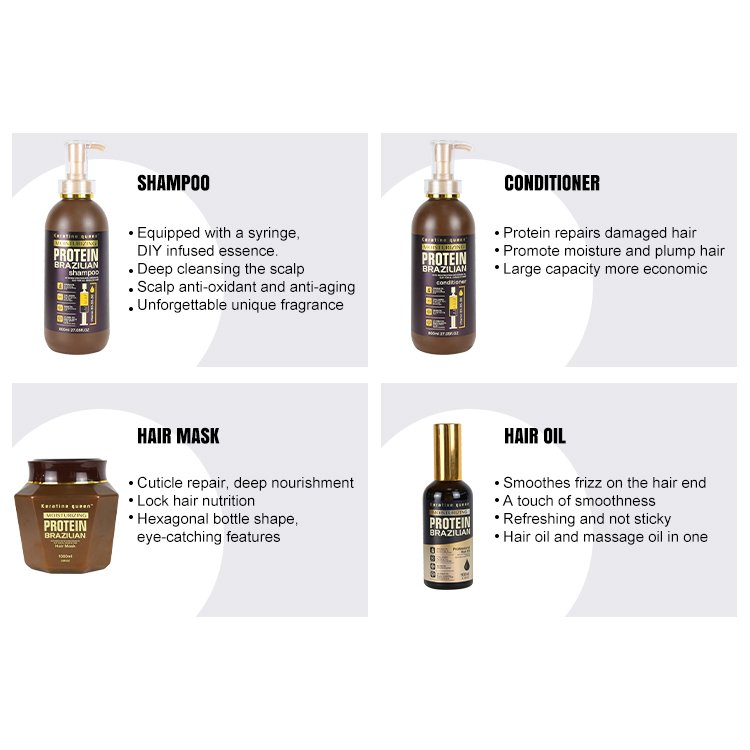Private Label Wholesale Protein Repairing Hair Shampoo Organic Oil Control Fluffy Hair Care Shampoo And Conditioner