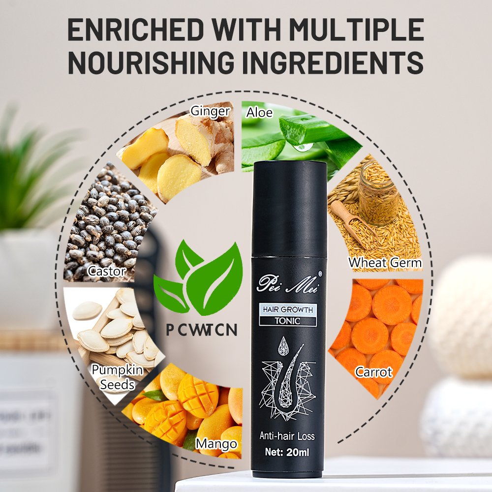 Peimei 100% Organic Ginger Plant Extract Anti-Hair Loss Hair Growth Tonic Oil Activate Follicles Promote Hair Growth Serum