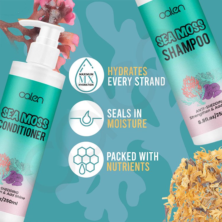 Luxfume Private Label Anti-Shedding Strengthen Hair Sea Moss Hair Shampoo and Conditioner Set