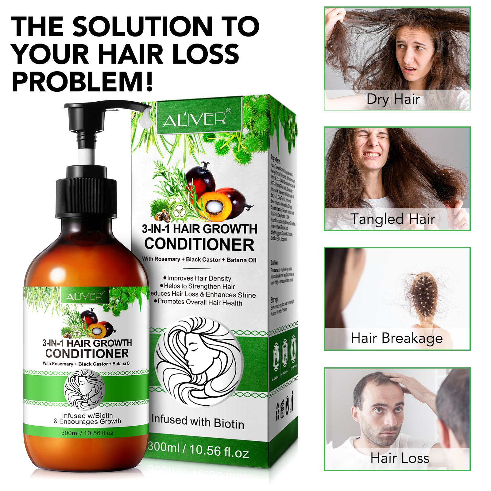 ALIVER wholesale hair cream deep organic hair growth jamaican black castor rosemary batana oil shampoo and conditioner