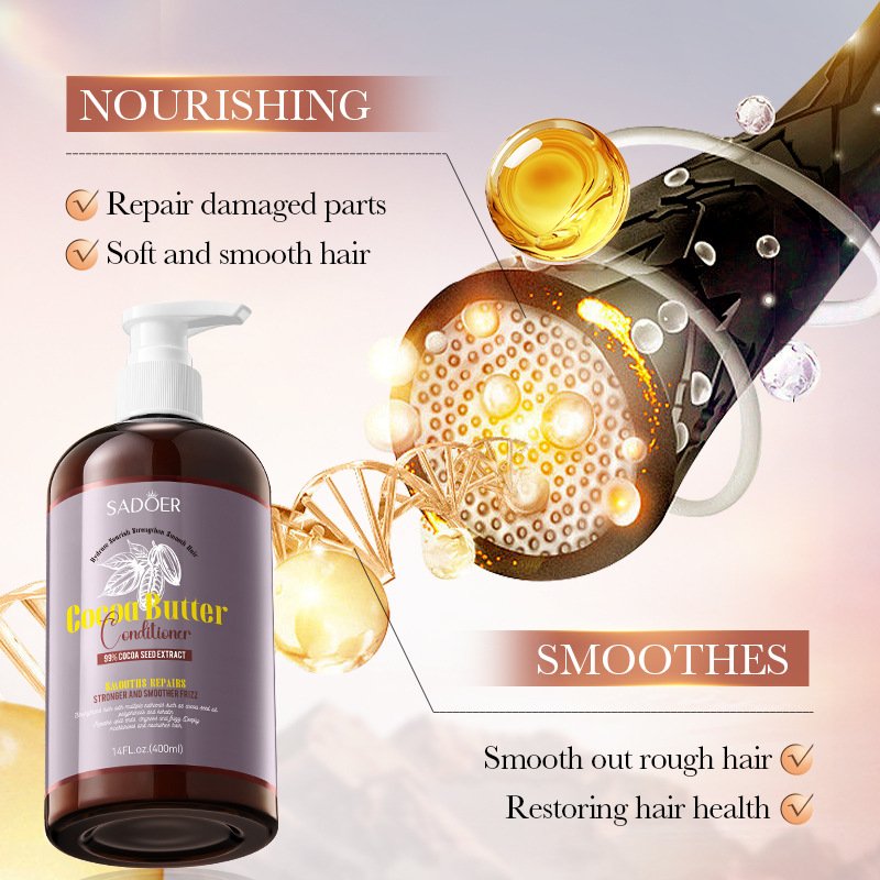 SADOER Private Label Cocoa Butter Nourishing Skin Care Cleaning Products Lmproved Drying Prevent Hair Loss Shampoo