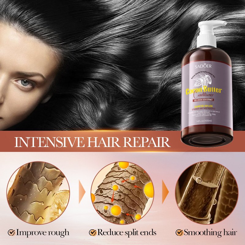 SADOER Private Label Cocoa Butter Nourishing Skin Care Cleaning Products Lmproved Drying Prevent Hair Loss Shampoo