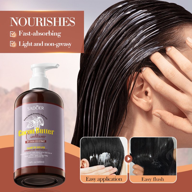 SADOER Private Label Cocoa Butter Nourishing Skin Care Cleaning Products Lmproved Drying Prevent Hair Loss Shampoo