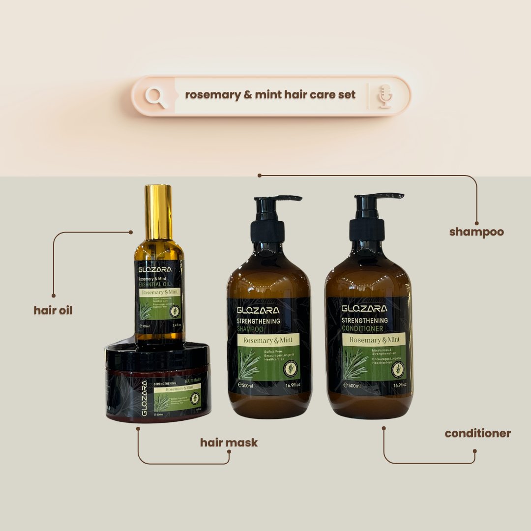 Private Label Hair Care Sulfate Free Peppermint Rosemary Hair Regrowth and Anti Hair Loss Shampoo and Conditioner Set