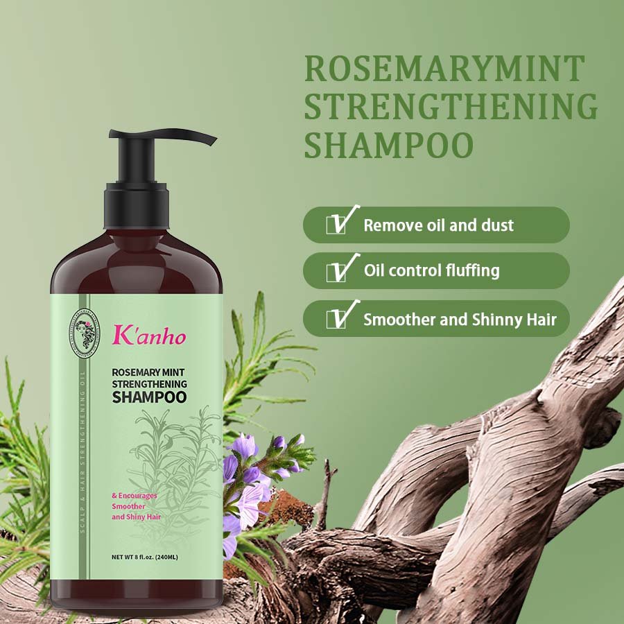 Kanho 240ml Rosemary Mint Strengthening Shampoo Infused with Biotin, Cleanses and Helps Strengthen Weak and Brittle Hair