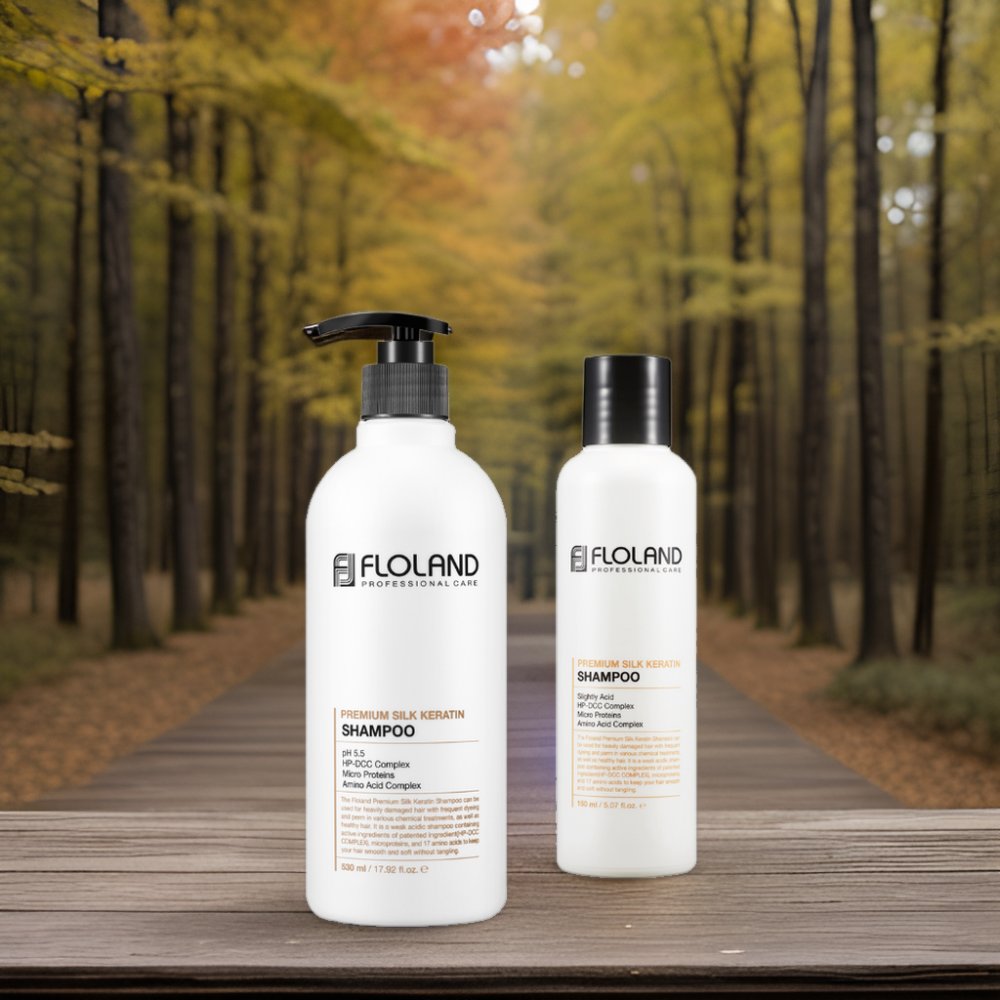 FLOLAND Premium Silk Keratin Shampoo and Conditioner Natural Organic Biotin Formula for Damaged Hair Private Label OBM OEM